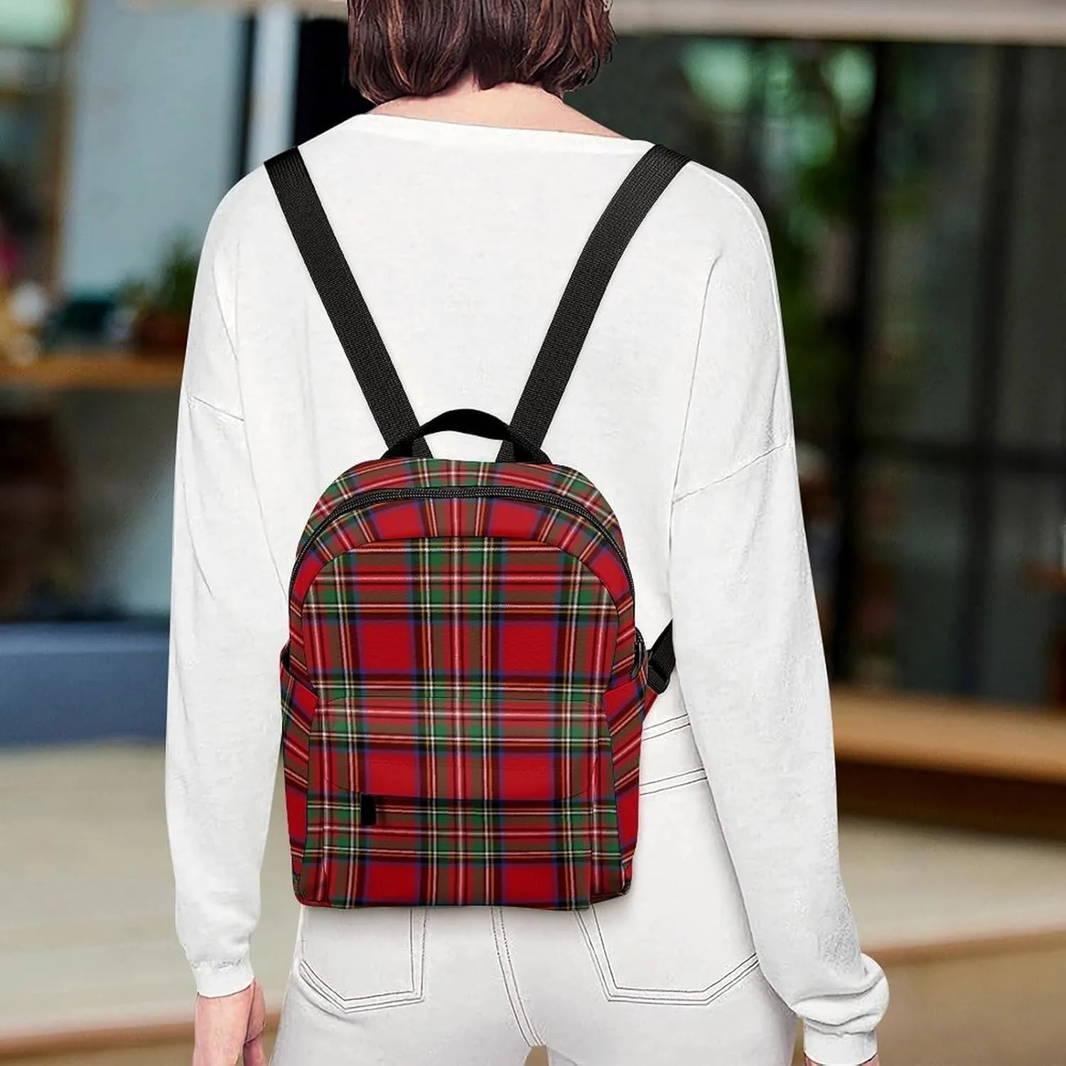Clan Stewart Plaid Large Capacity All Print Casual Women's Waterproof Backpack