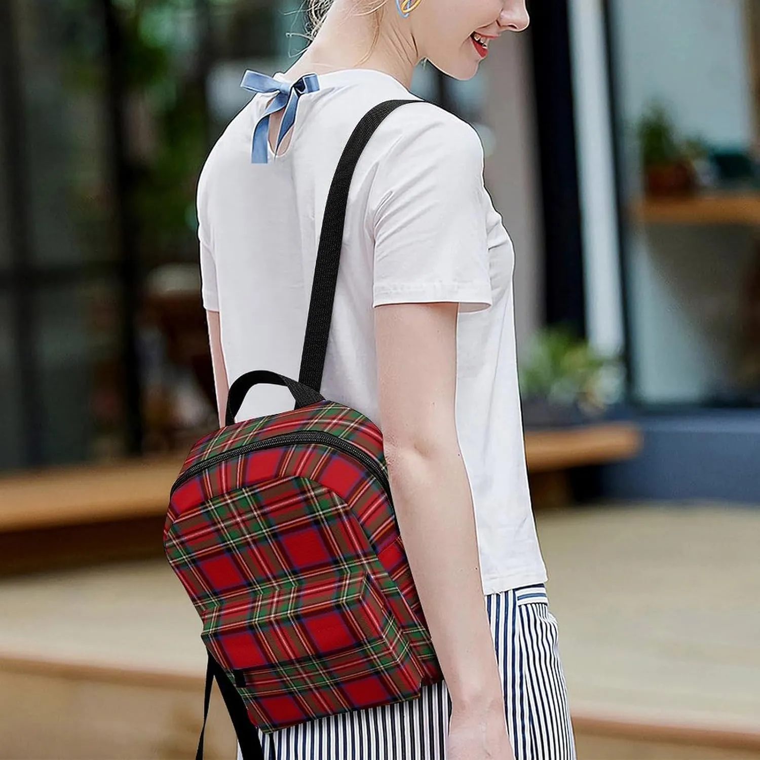 Clan Stewart Plaid Large Capacity All Print Casual Women's Waterproof Backpack