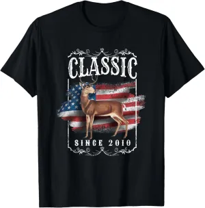 Classic since 2010 Vintage style born in 2010 birthday deer T-Shirt