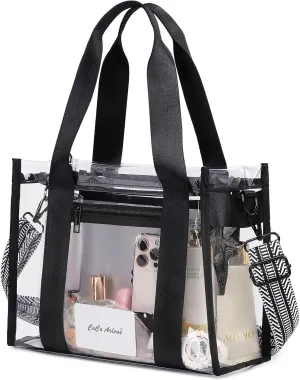 Clear Bag for Stadium Events,Large Clear Tote Bag with Outer and Inner Zip Bag for Sport Events, Concerts, Work, Beach