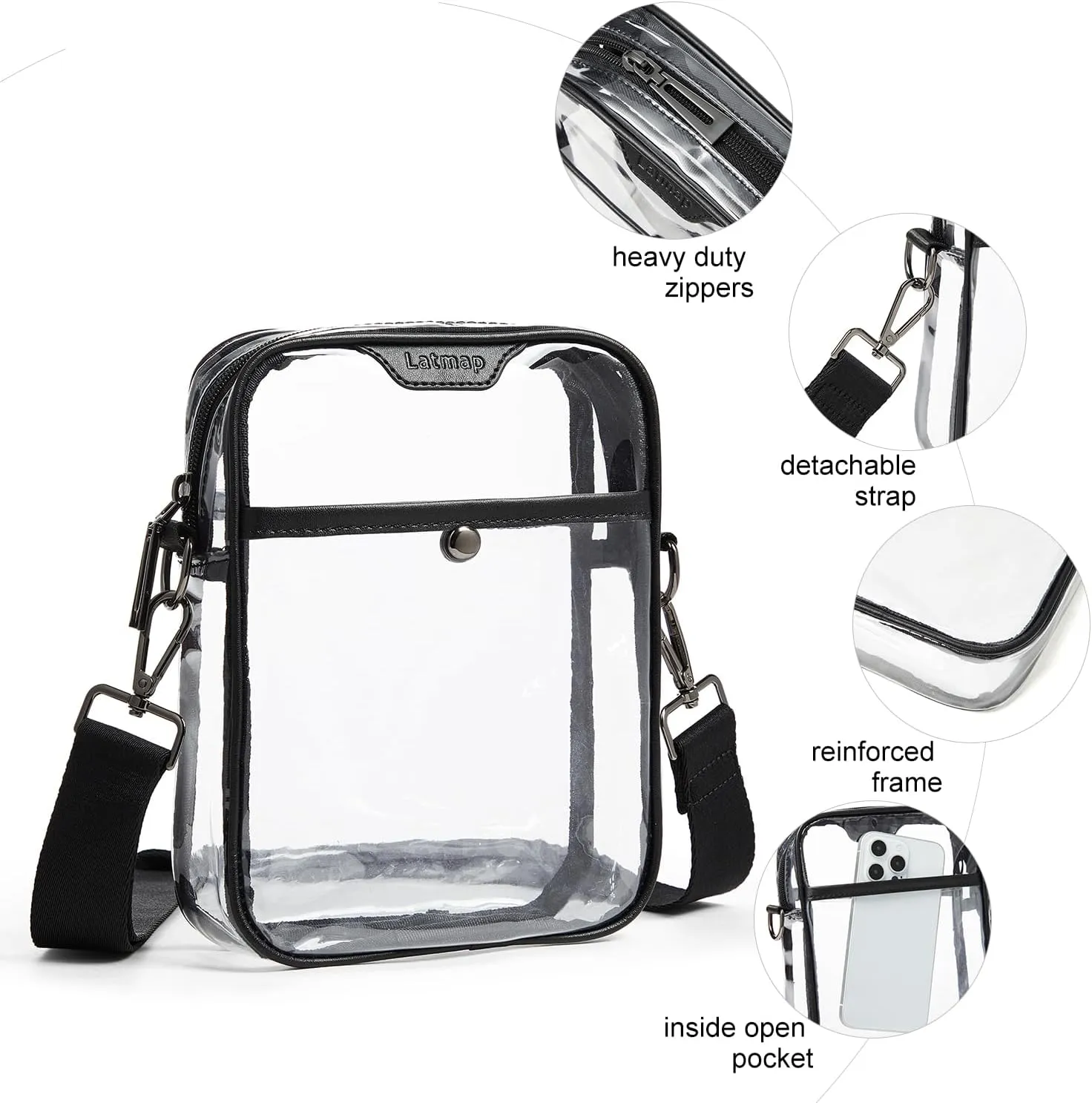 Clear bags Stadium Approved Crossbody Sling Bag Fanny Pack Backpack Purses for Women Men Belt bag for stadium events