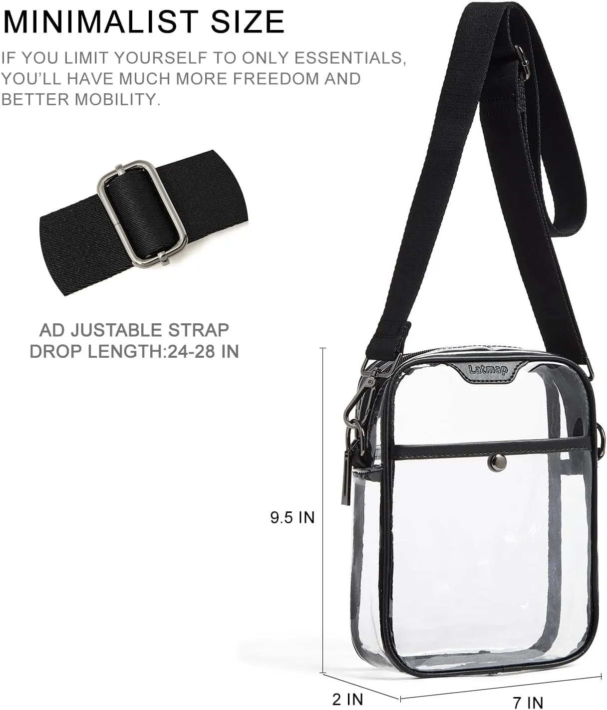 Clear bags Stadium Approved Crossbody Sling Bag Fanny Pack Backpack Purses for Women Men Belt bag for stadium events
