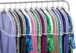 Clear Vinyl Shoulder Covers Closet Suit Protects Storage Home Decor Set of 12, 12"H x 22"W x 2"D