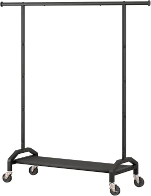Clothes Rack Clothing Racks for Hanging Rolling Heavy Duty Coat Rack Drying Rack Clothing 200lbs Capacity 3" Industrial Wheels, 1" Pipe,Rolling Garment Rack Black