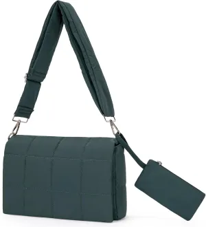 CLUCI Puffer Shoulder Bag Puffy Crossbody Purse for Women Middle Tote Bag Lightweight Cotton Padded Hobo Handbag