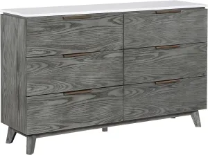 Coaster Home Furnishings Nathan Mid-Century Modern 63-inch 6-Drawer Bedroom Dresser Clothing Storage Cabinet Wide Chest of Drawers Organizer Unit Grey 224603