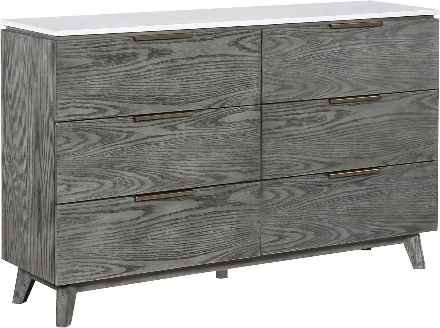 Coaster Home Furnishings Nathan Mid-Century Modern 63-inch 6-Drawer Bedroom Dresser Clothing Storage Cabinet Wide Chest of Drawers Organizer Unit Grey 224603