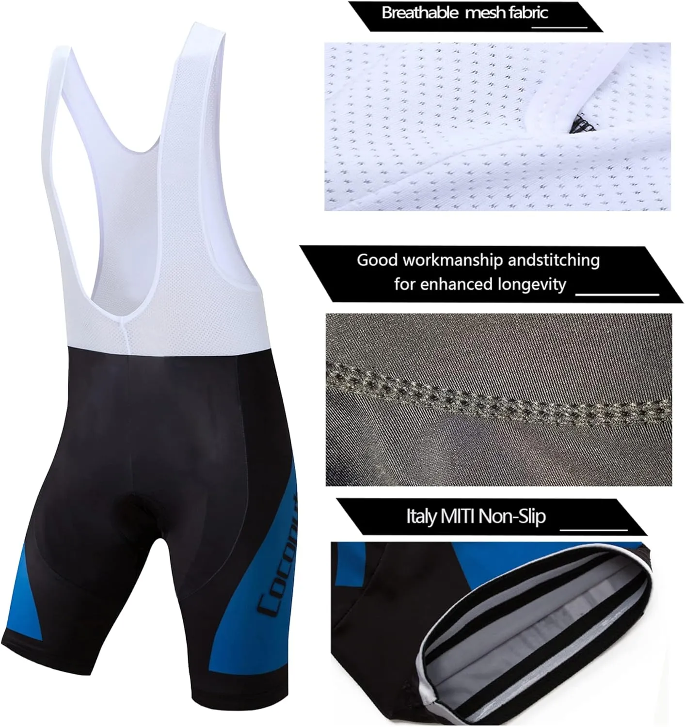 Coconut Ropamo CR Men's Cycling Jersey Set Road Bike Jersey Zipper Pocket Bib Shorts with 4D Padded Cycling Clothing Set
