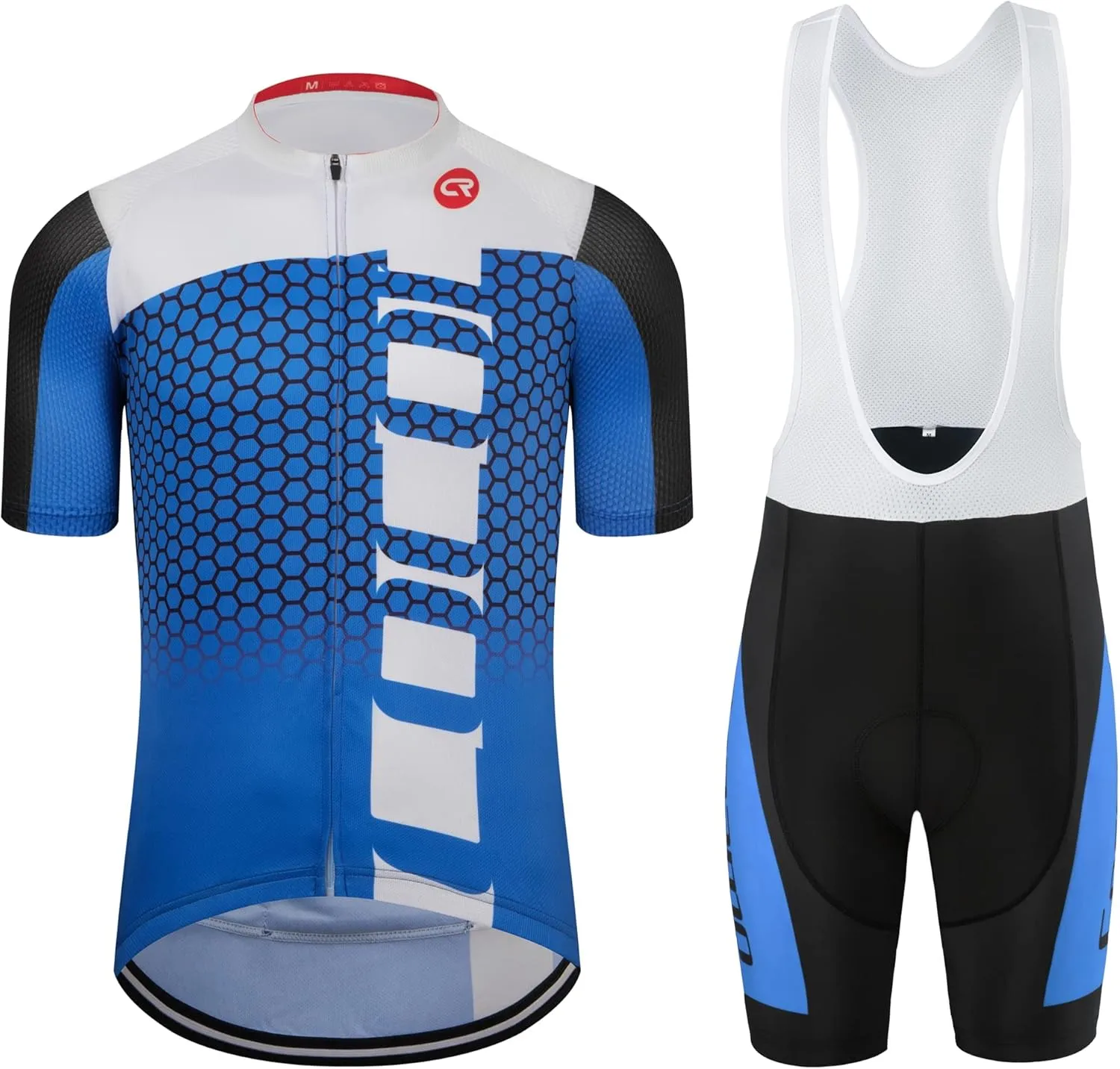 Coconut Ropamo CR Men's Cycling Jersey Set Road Bike Jersey Zipper Pocket Bib Shorts with 4D Padded Cycling Clothing Set