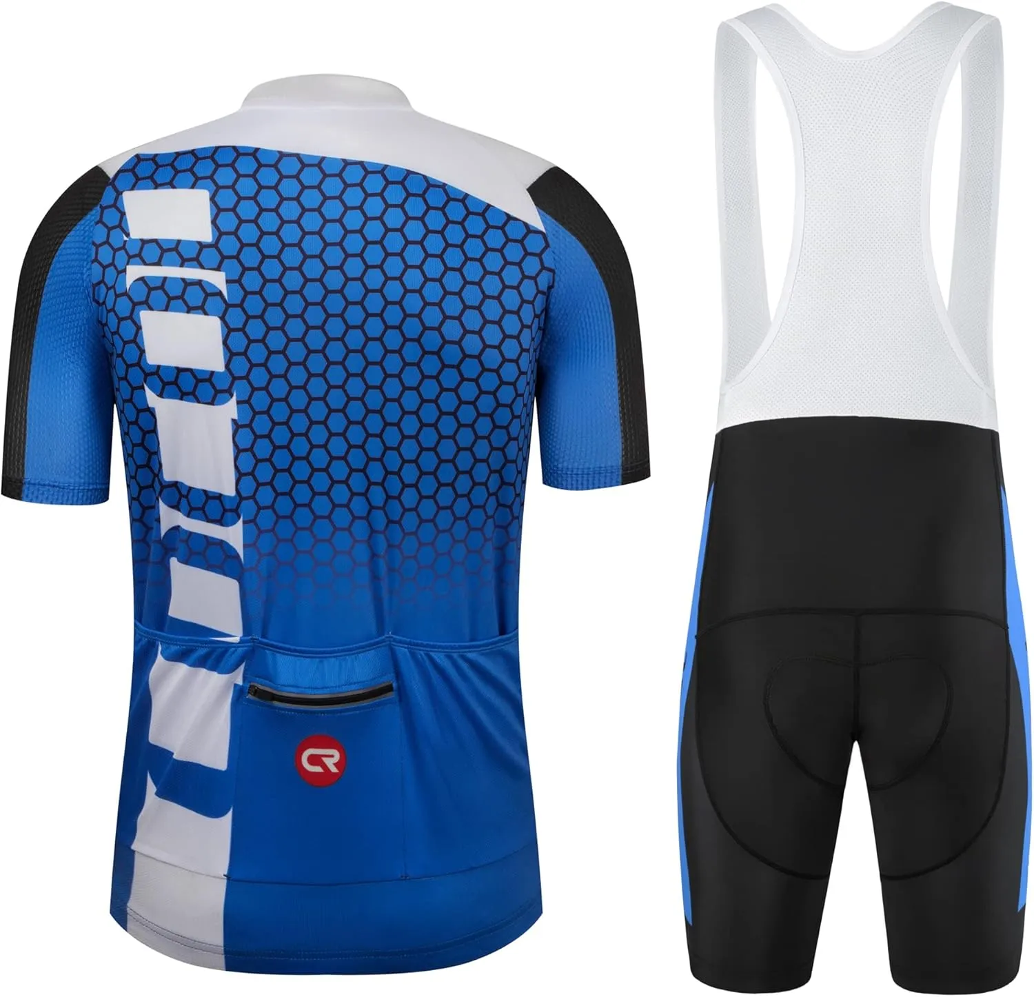 Coconut Ropamo CR Men's Cycling Jersey Set Road Bike Jersey Zipper Pocket Bib Shorts with 4D Padded Cycling Clothing Set