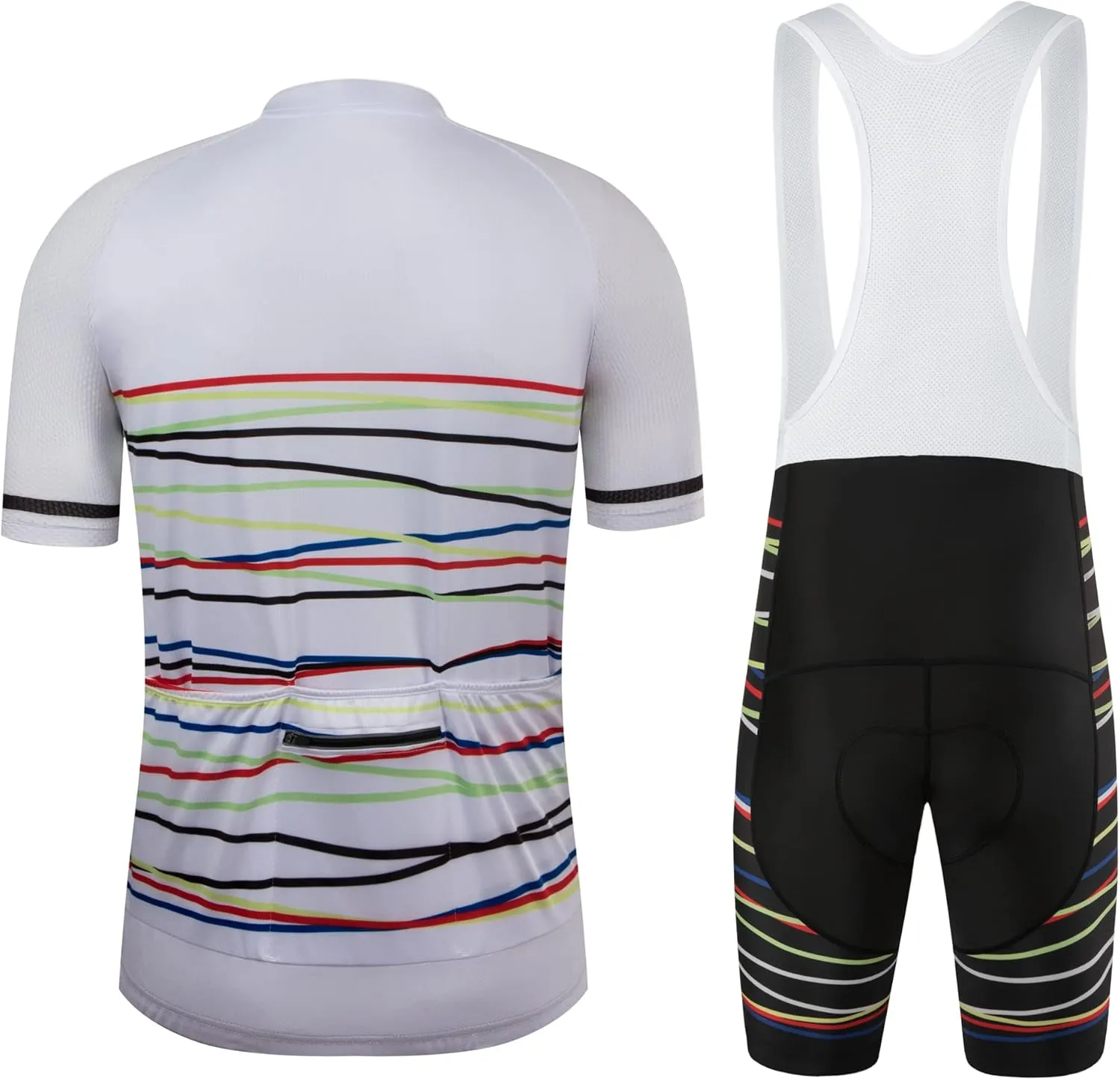 Coconut Ropamo CR Men's Cycling Jersey Set Road Bike Jersey Zipper Pocket Bib Shorts with 4D Padded Cycling Clothing Set