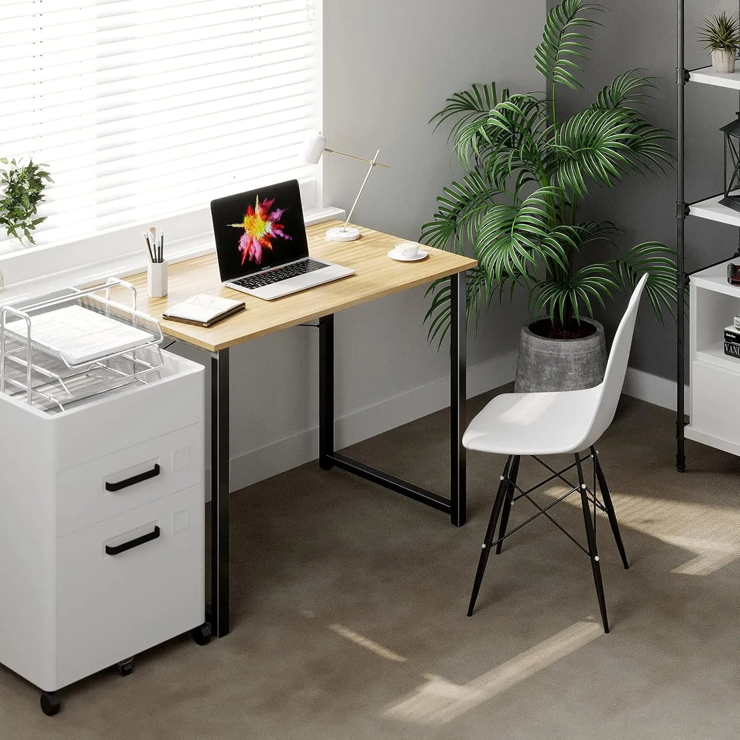 Coleshome 32 Inch Computer Desk, Modern Simple Style Desk for Home Office, Study Student Writing Desk, Walnut