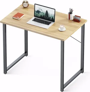 Coleshome 32 Inch Computer Desk, Modern Simple Style Desk for Home Office, Study Student Writing Desk, Walnut