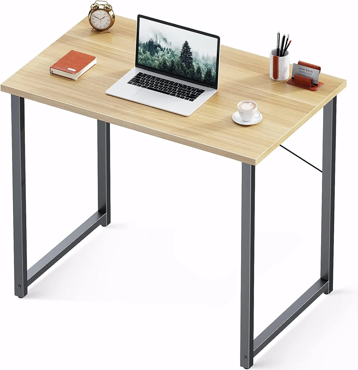 Coleshome 32 Inch Computer Desk, Modern Simple Style Desk for Home Office, Study Student Writing Desk, Walnut