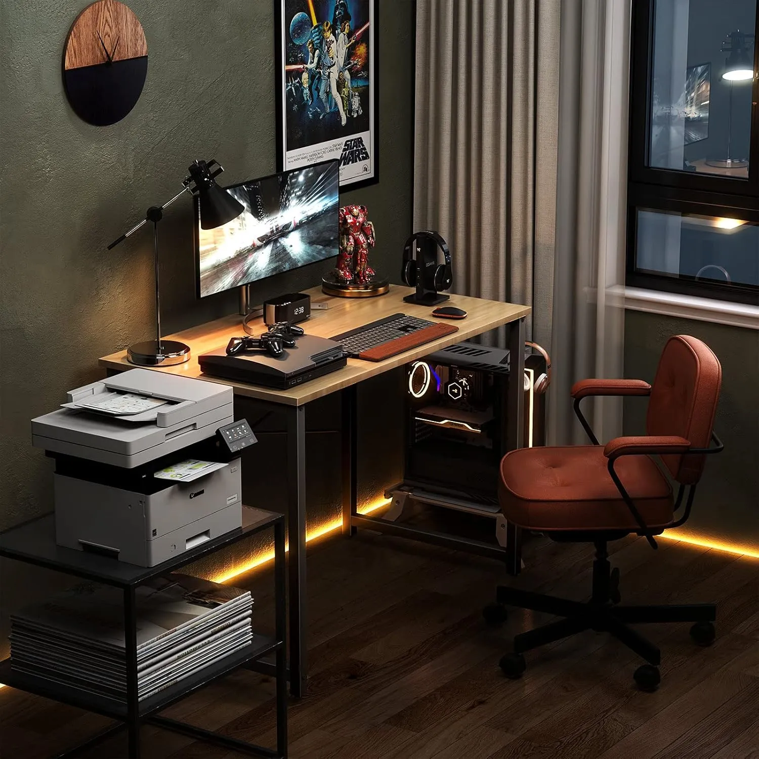 Coleshome 32 Inch Computer Desk, Modern Simple Style Desk for Home Office, Study Student Writing Desk, Walnut