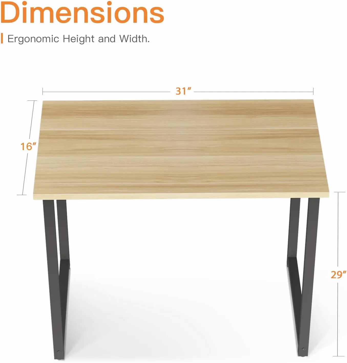 Coleshome 32 Inch Computer Desk, Modern Simple Style Desk for Home Office, Study Student Writing Desk, Walnut