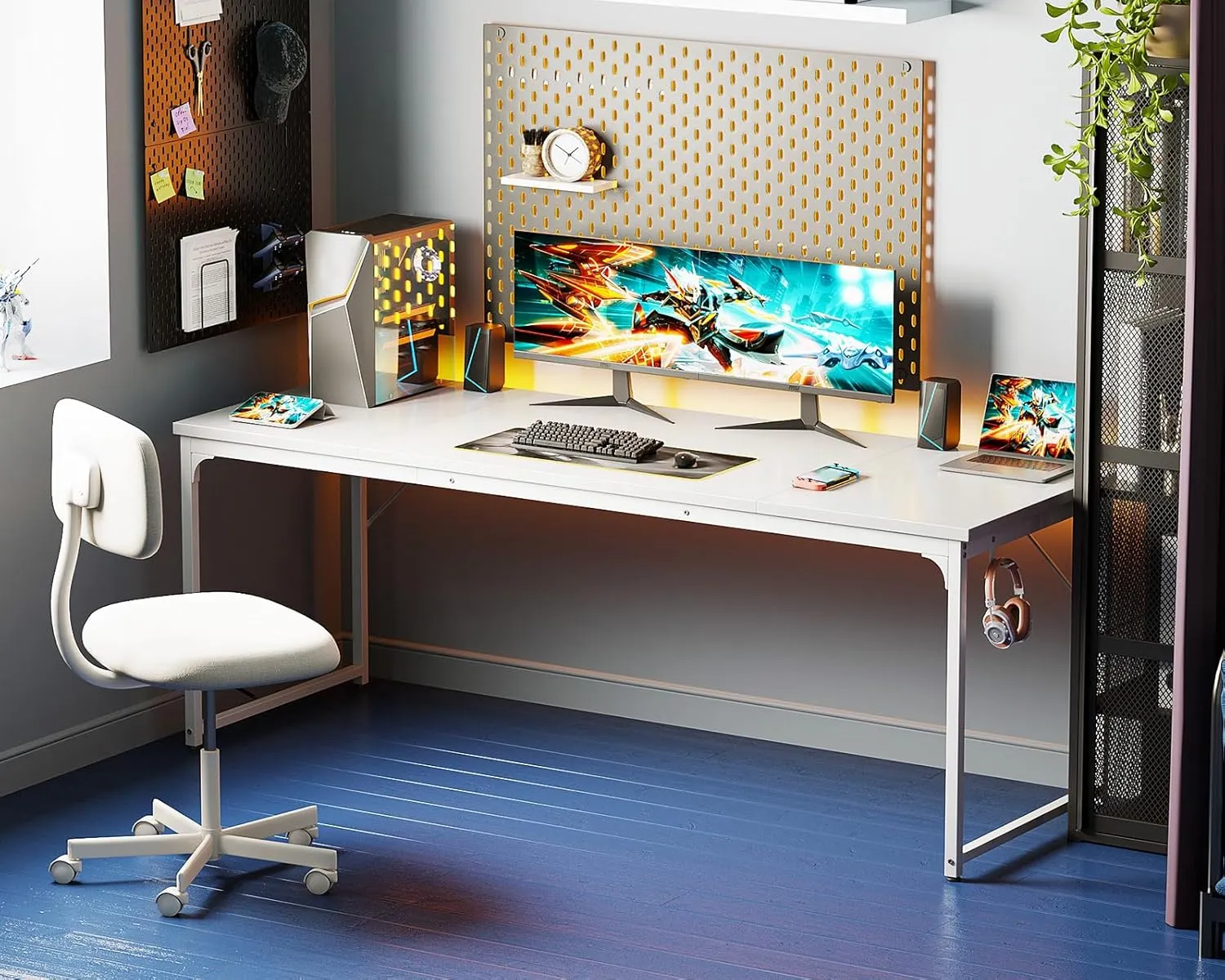 Coleshome 71 Inch Computer Desk, Modern Simple Style Desk for Home Office, Study Student Writing Desk, White
