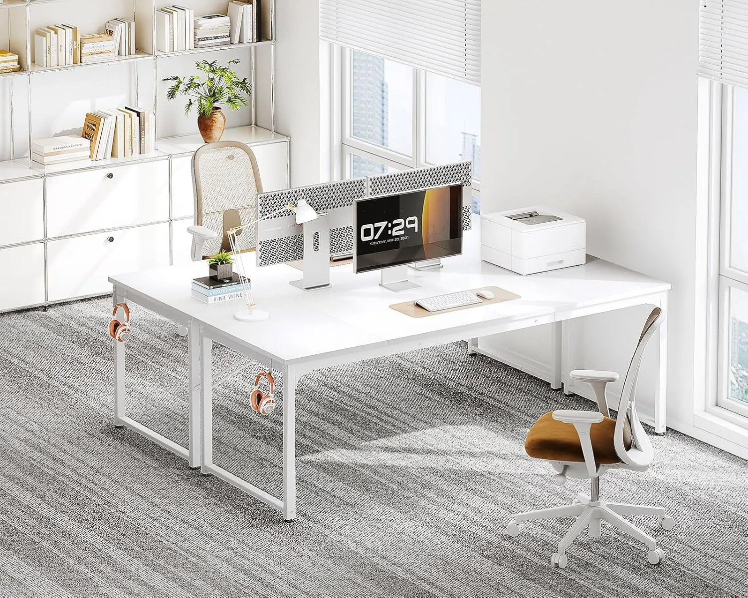 Coleshome 71 Inch Computer Desk, Modern Simple Style Desk for Home Office, Study Student Writing Desk, White
