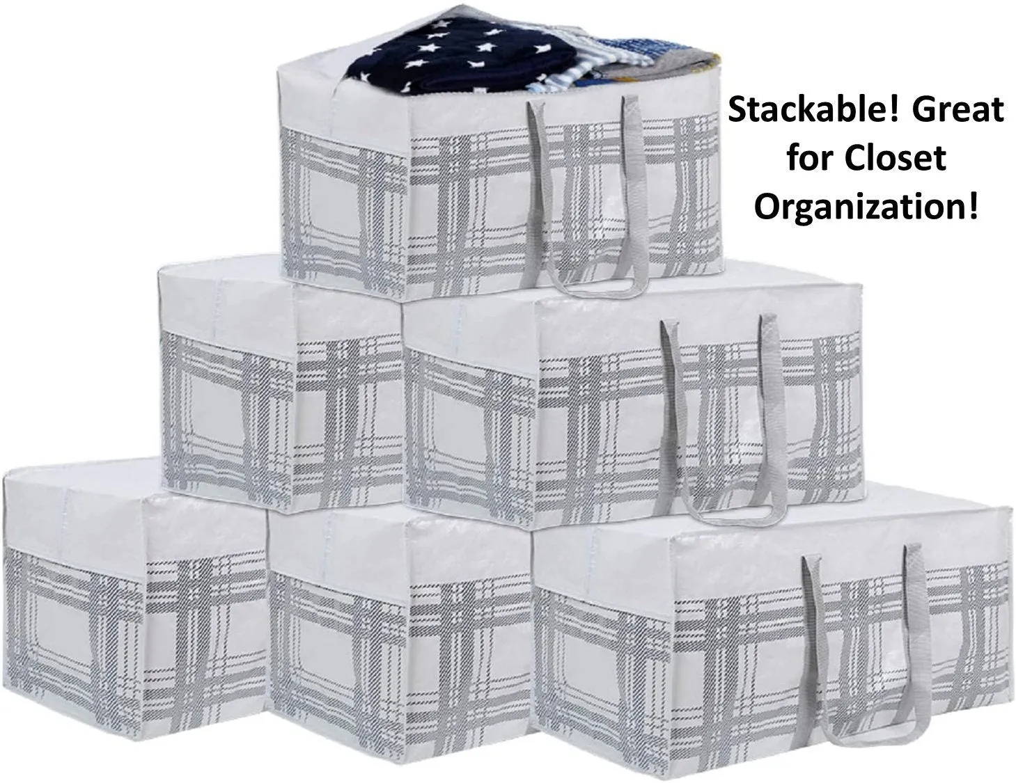Collapsible Storage Bags | Attic Closet Storage and Organization | Heavy Duty 50lb Carry Tote Bags | Travel Bags | Extra Large Storage Bags