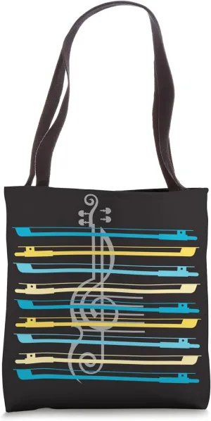 Colorful String Instrument Bows Violin Fiddle Cello Player Tote Bag