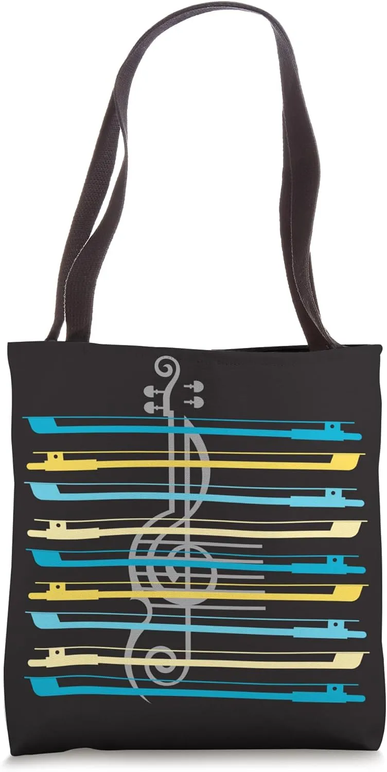 Colorful String Instrument Bows Violin Fiddle Cello Player Tote Bag