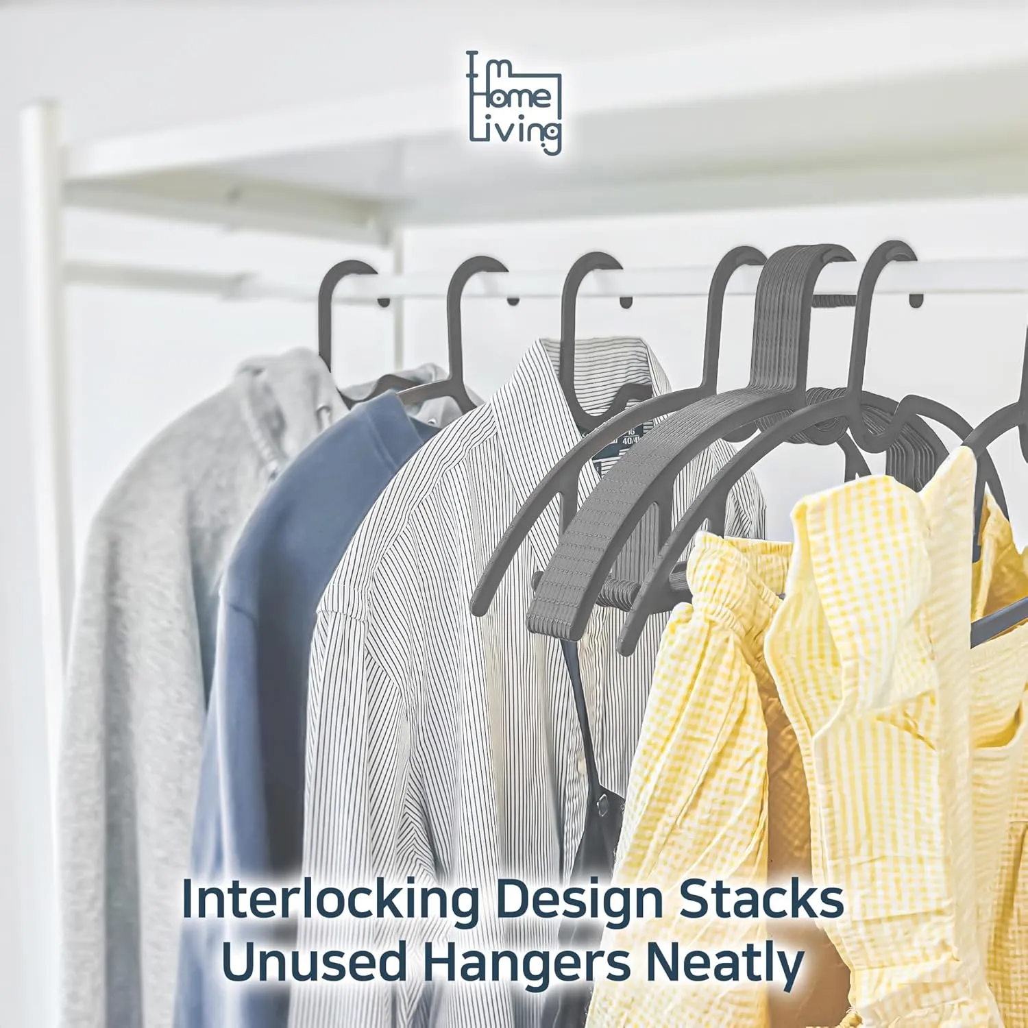 Compact Interlocking Hangers – 15in (38cm) Slimline Space-Saving Hangers – Perfect for Light Clothing, Small Sizes, Dorms, Apartments & Travel (Gray, 30)