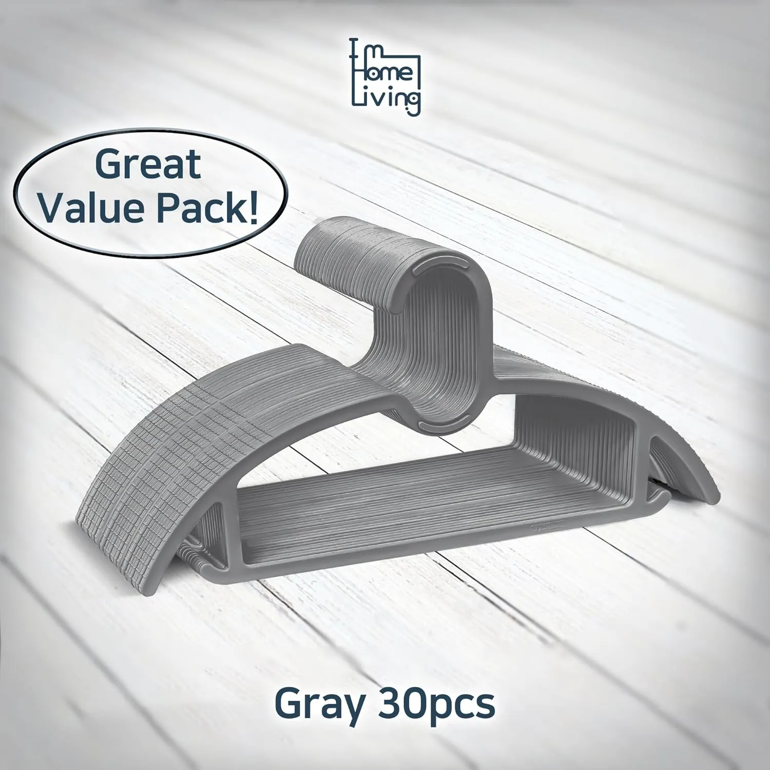 Compact Interlocking Hangers – 15in (38cm) Slimline Space-Saving Hangers – Perfect for Light Clothing, Small Sizes, Dorms, Apartments & Travel (Gray, 30)