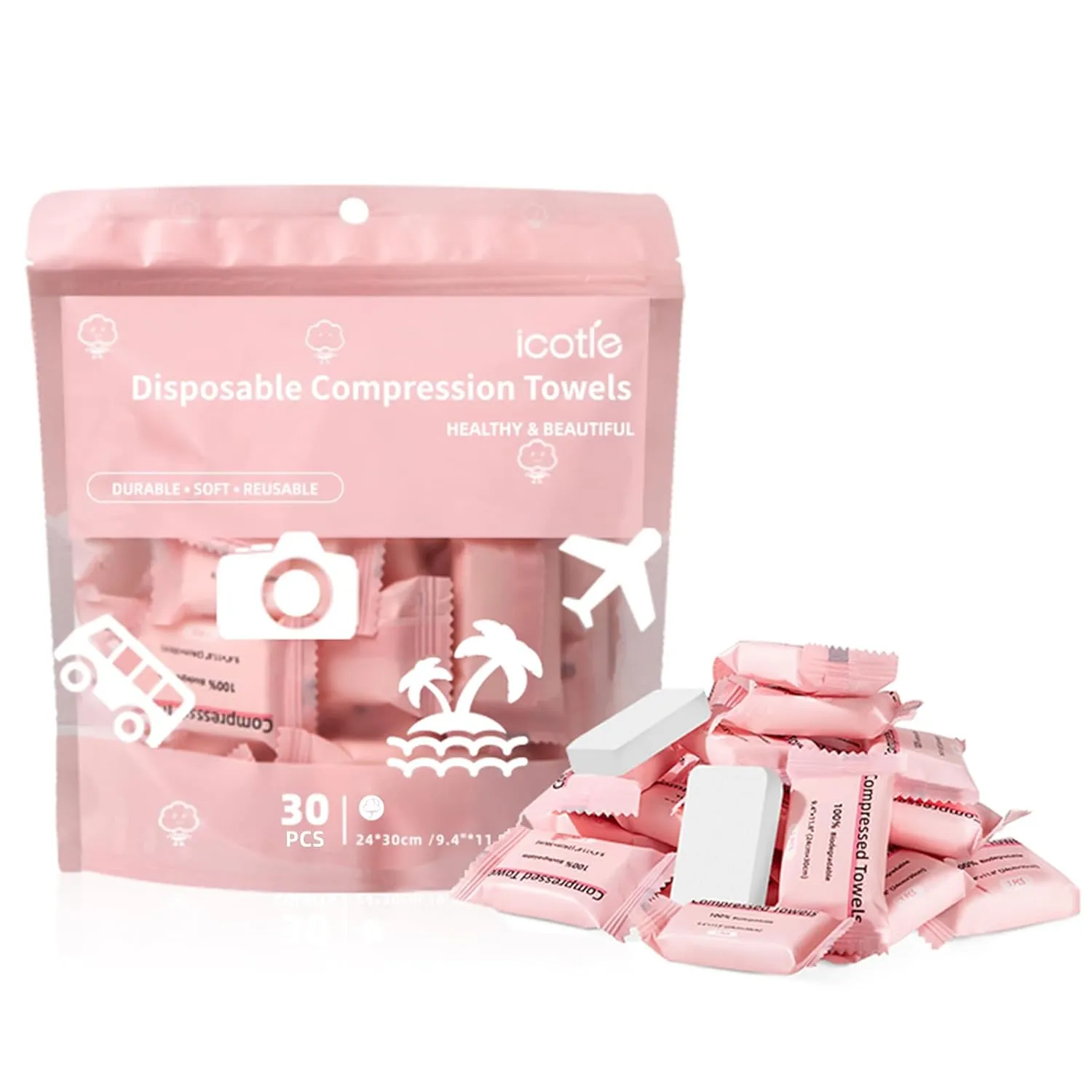 Compressed Towels for Travel Individually Packaged Disposable Face Towel for Camping Hiking, Portable Coin Tissues for Home Beauty and Outdoors
