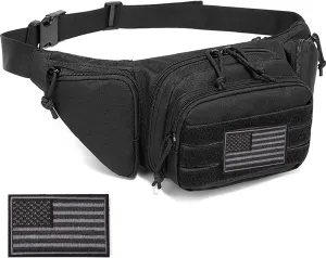 Concealed Carry Pistol Pouch - Tactical Fanny Pack Holster,Waist Gun Bag,Fits Handgun,1911 and More with U.S Patch