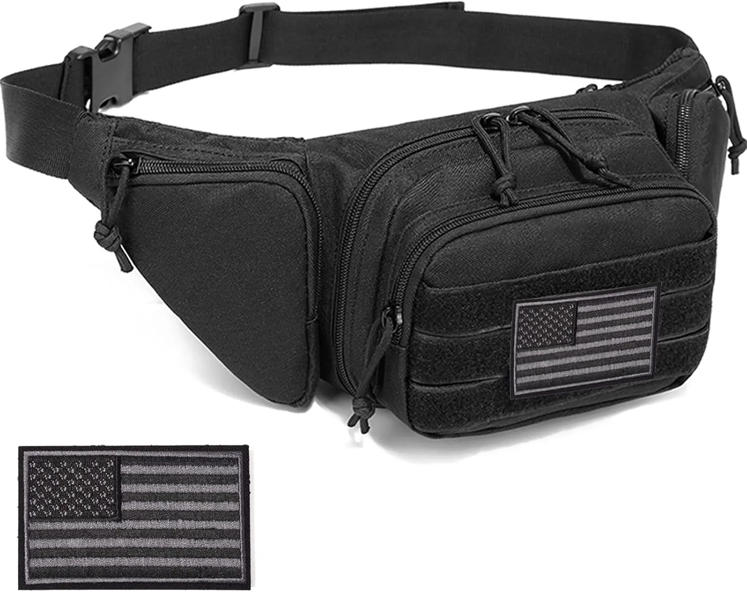 Concealed Carry Pistol Pouch - Tactical Fanny Pack Holster,Waist Gun Bag,Fits Handgun,1911 and More with U.S Patch