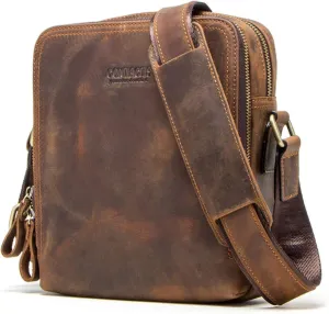 Contacts Men's and Women's Genuine Leather Messenger/Crossbody/Sling Bag (Hunter Brown) Compatible with I PAD & Mini Laptop or Tablet upto 9 Inches……, 09-Hunter Brown, Messenger Bags