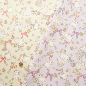 Cotton Oxford Fabric - Rabbit and Ribbon