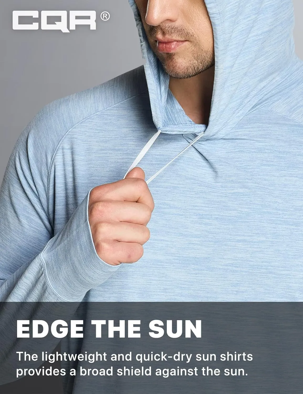 CQR Men's UPF50  Sun Protection Shirts, Quick Dry Long Sleeve Rash Guard, Athletic Running Workout Fishing Cooling Shirts