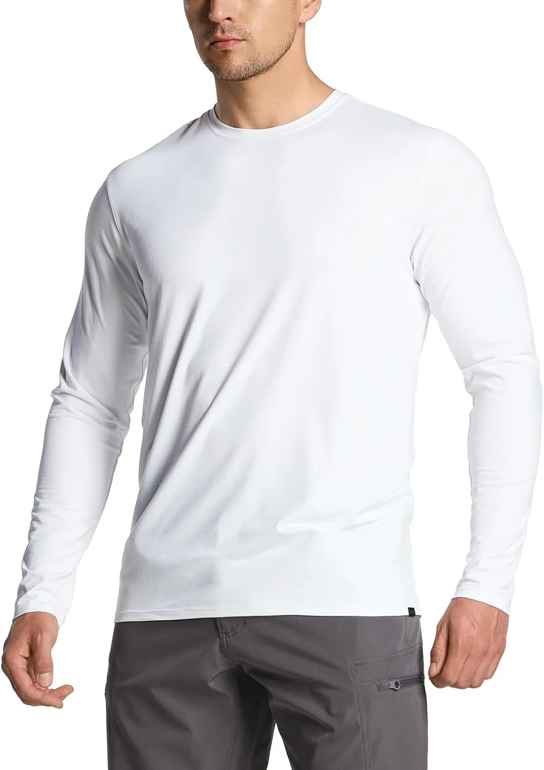 CQR Men's UPF50  Sun Protection Shirts, Quick Dry Long Sleeve Rash Guard, Athletic Running Workout Fishing Cooling Shirts