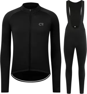 CR Winter Men's Cycling Jersey Thermal Fleece Bike Jersey Zipper Pocket   Bib Pants 4D Padded, Winter Cycling Clothing Set