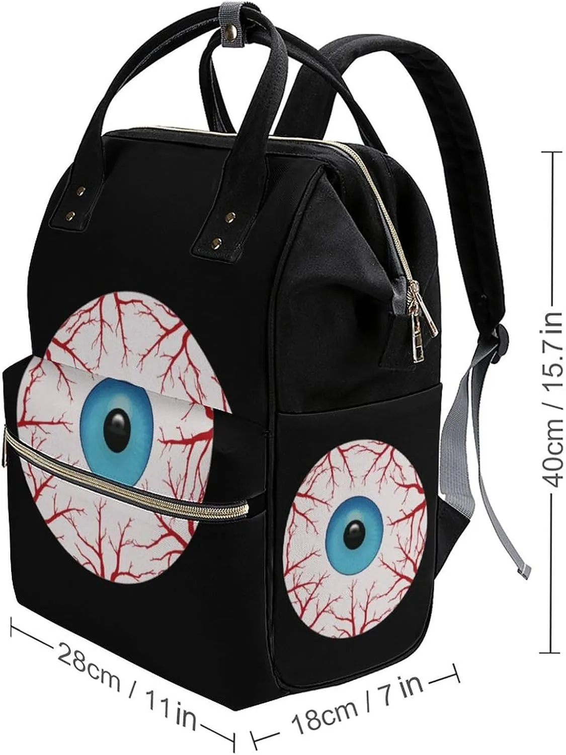 Creepy Bloodshot Eyeball Durable Travel Laptop Hiking Backpack Waterproof Fashion Print Bag for Work Park Black-Style