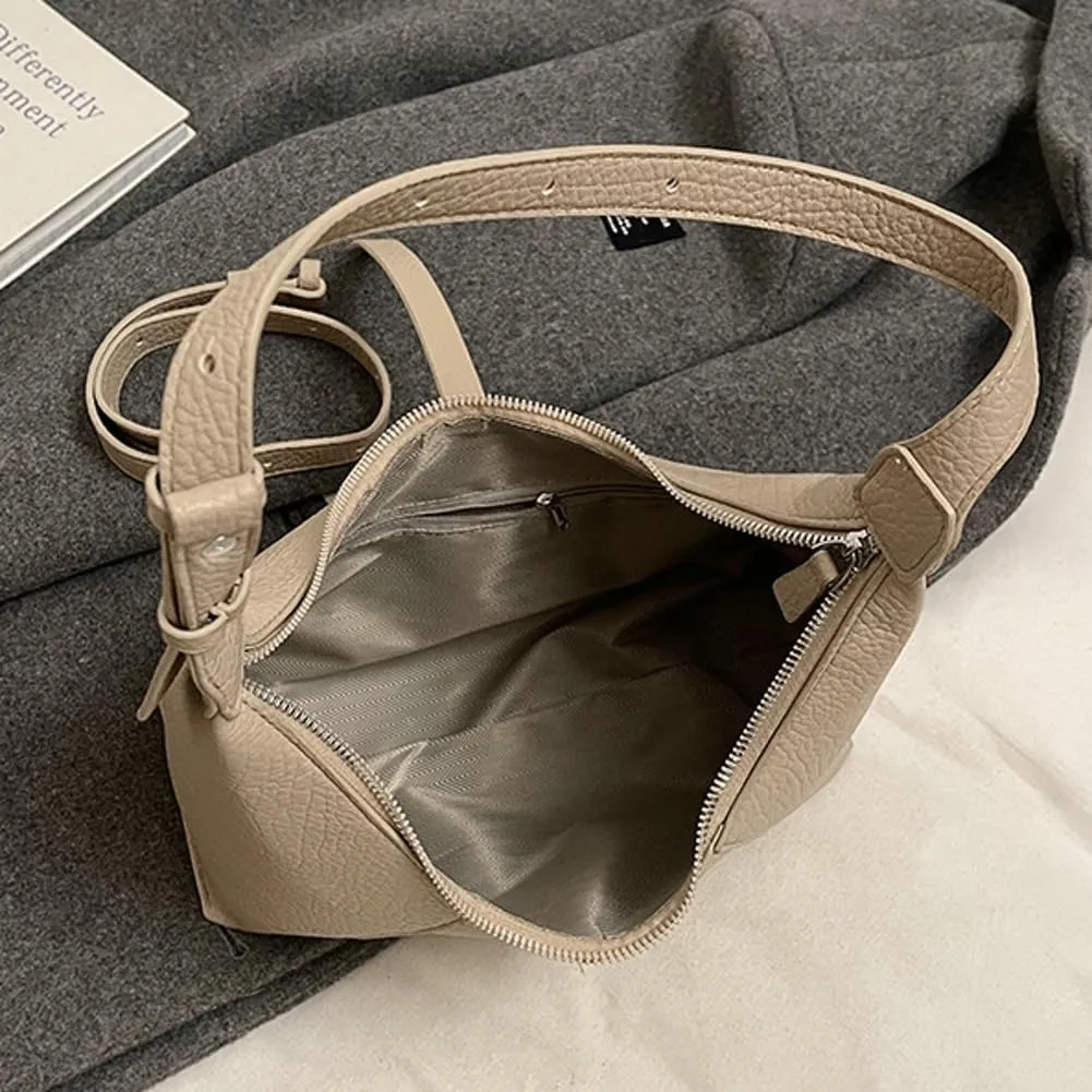 Crescent Shoulder Bag for Women Casual Pu Leather Crossbody Purse Trendy Adjustable Straps 2025