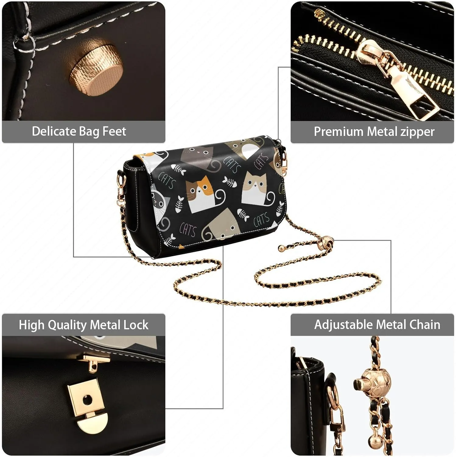 Crossbody Bags for Women Trendy Women's Black Shoulder Bag Small PU Leather Flap Cross Body Bag Handbags