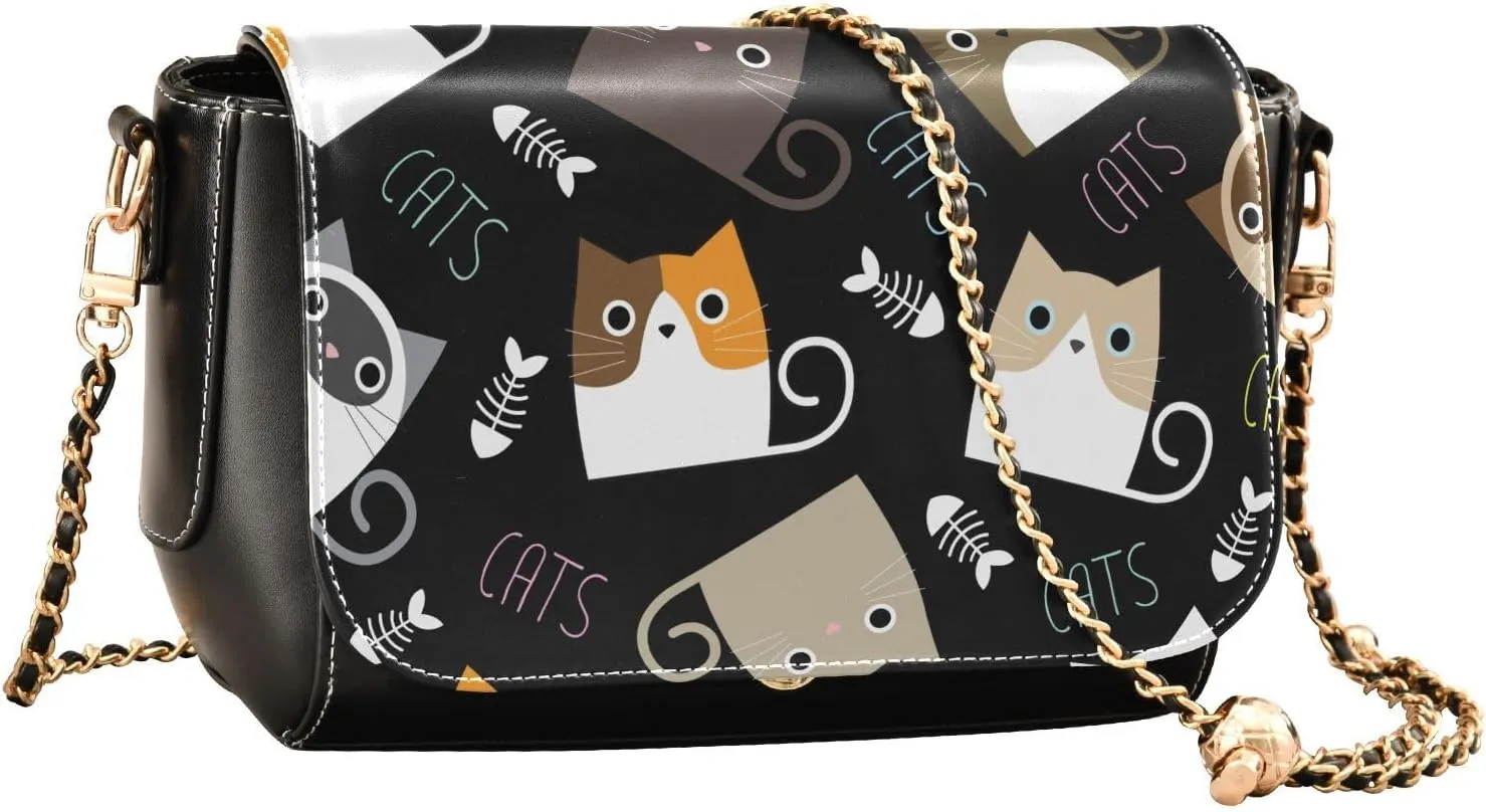 Crossbody Bags for Women Trendy Women's Black Shoulder Bag Small PU Leather Flap Cross Body Bag Handbags