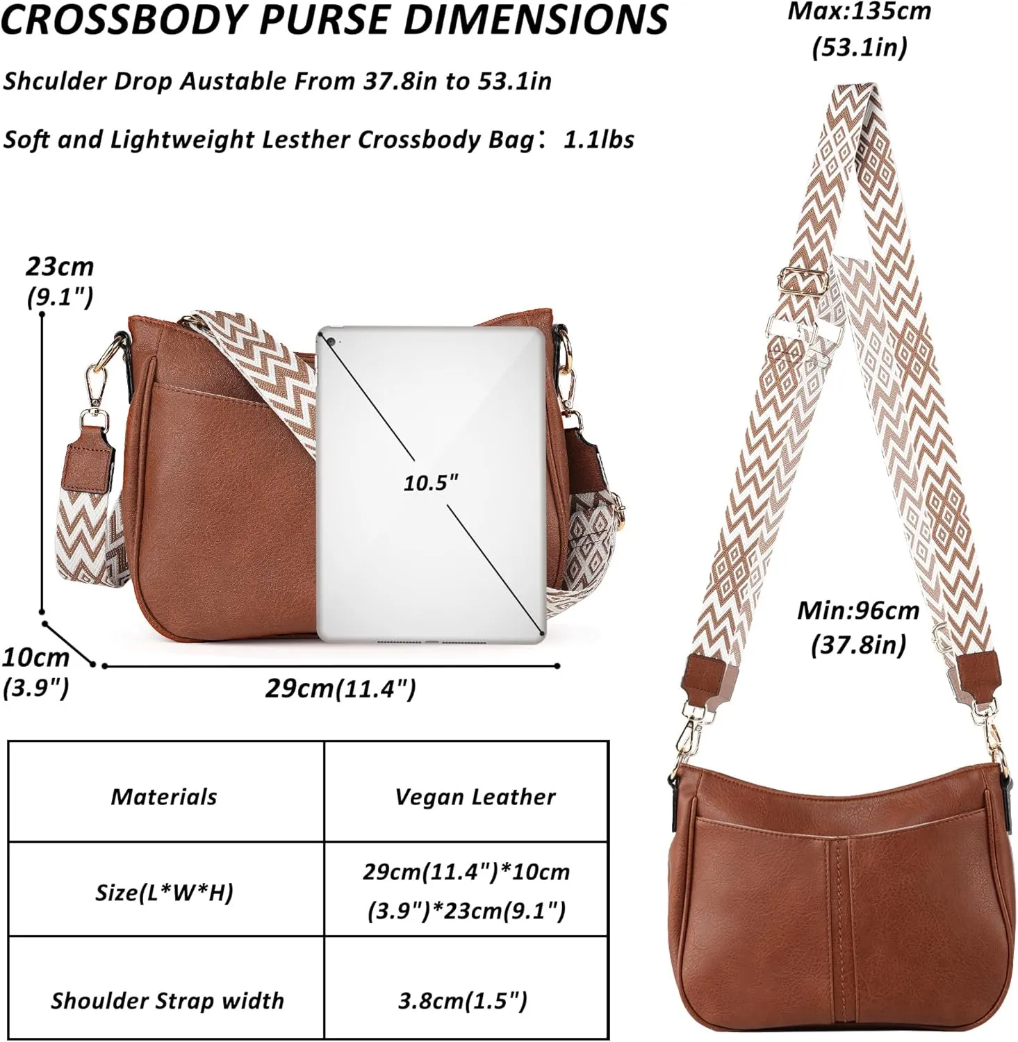 Crossbody Bags for Women Vegan Leather Purses for Women Hobo Bag Shoulder Bag Handbags for Shopping Work