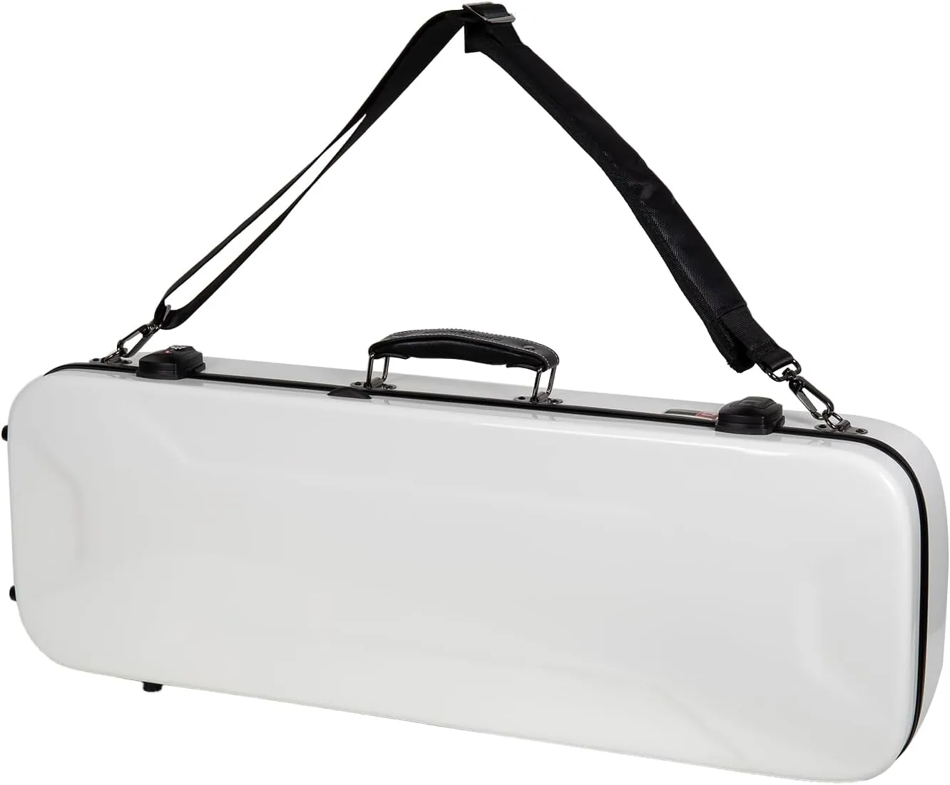 Crossrock Fiberglass Oblong Case fits 4/4 Full-Size Violin, with Accessory Compartments, Removable Shoulder Straps, TSA Lock, Hygrometer-White (CRF2020VWT-R)