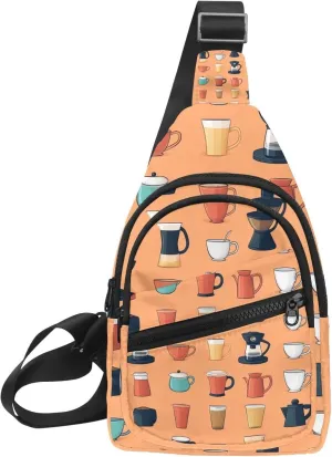 Cups and coffee makers Sling Bag for Women Men Crossbody Shoulder Tote Blet Bags Backpack Fanny Pack Travel Purse