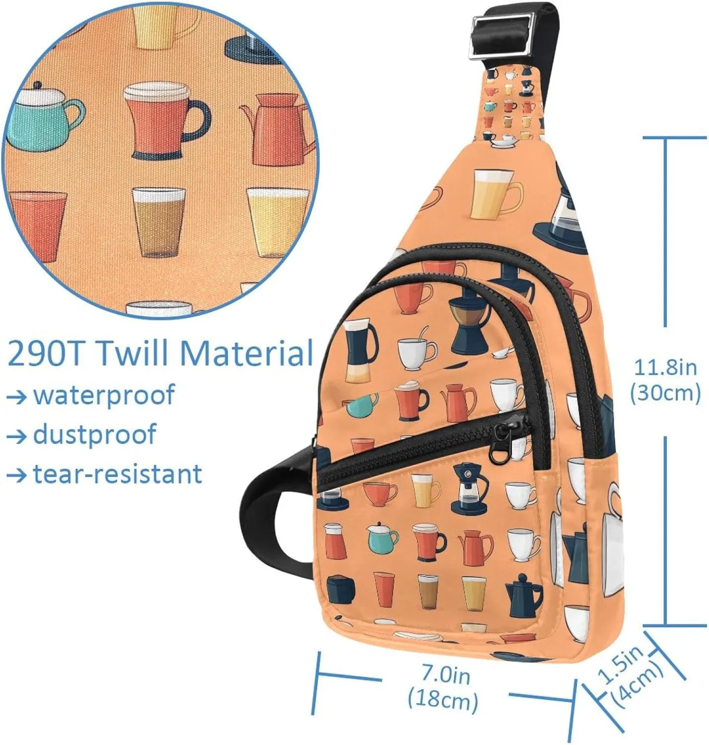 Cups and coffee makers Sling Bag for Women Men Crossbody Shoulder Tote Blet Bags Backpack Fanny Pack Travel Purse