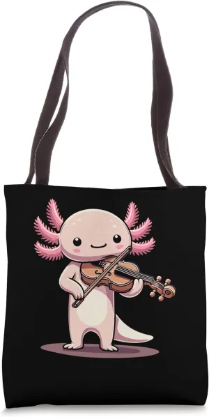 Cute Axolotl Playing Violin for Violinist Musical Orchestra Tote Bag