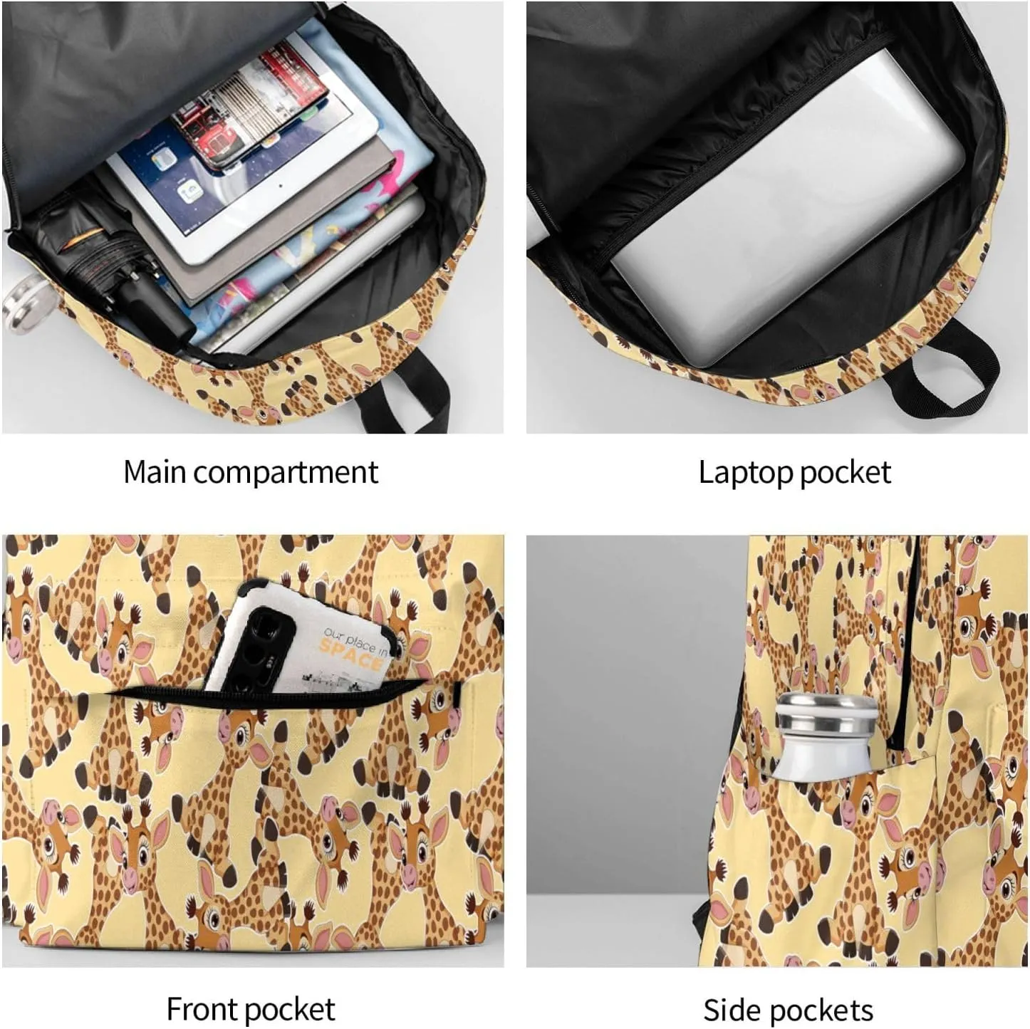 Cute Baby Giraffe Multipurpose School Bag Bookbag for Teenage Boys Girls Daily Backpack
