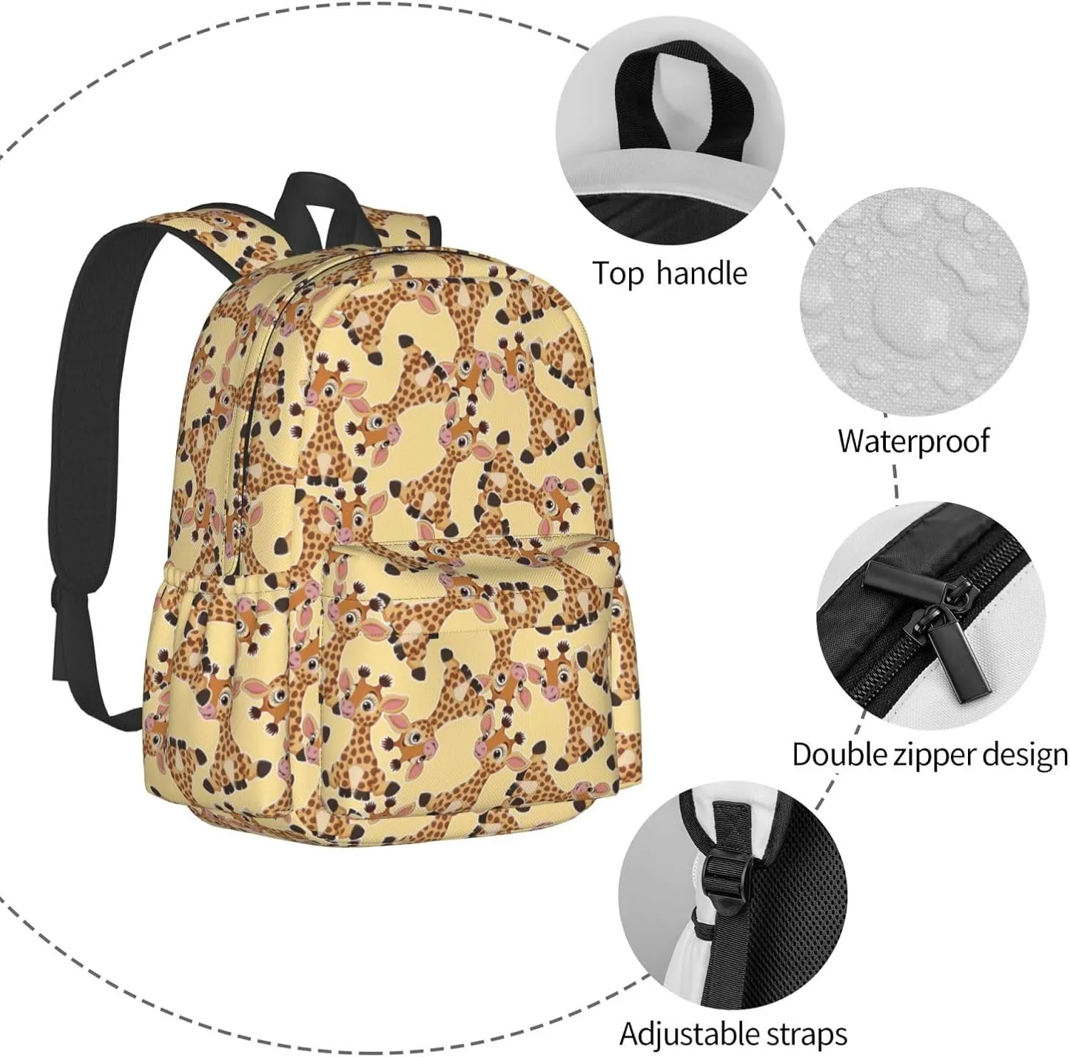 Cute Baby Giraffe Multipurpose School Bag Bookbag for Teenage Boys Girls Daily Backpack