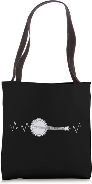 Cute Banjo Heartbeat Pulse Bluegrass | Funny Musicians Gift Tote Bag