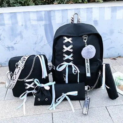 Cute Ribbon Backpack Set