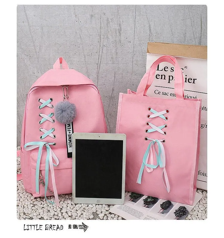 Cute Ribbon Backpack Set