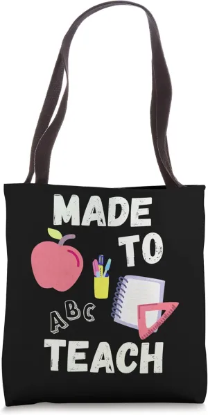 Cute Teachers Apple Ruler Pen ABC Made To Teach Tote Bag